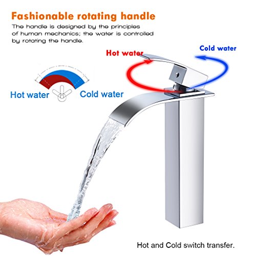BONADE Grifo mezclador monomando, de cascada, para lavabo (baño)