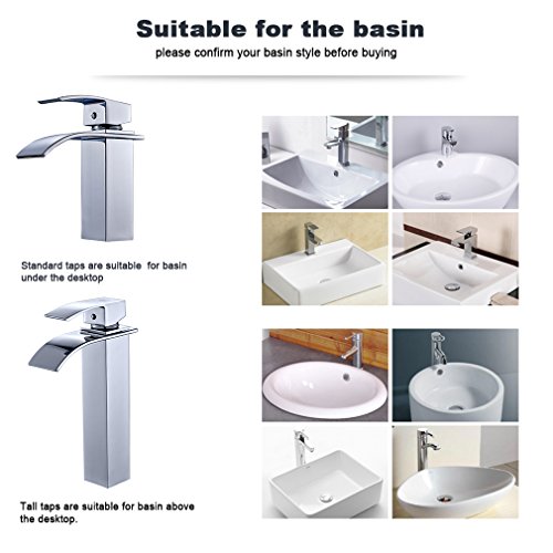 BONADE Grifo mezclador monomando, de cascada, para lavabo (baño)