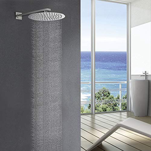 BONADE Redondo Alcachofa Ducha, Cabezal Ducha Lluvia Fija, Acero Inoxidable 304, Ahorro de Agua, Diseño Ultra Ligero, Evitar Fugas, Cromo Pulido y Alta presion para Baño, 10 Pulgadas (24.5 cm)