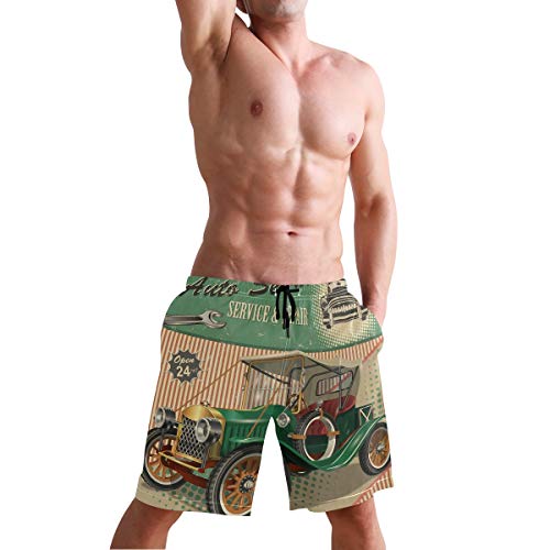 BONIPE - Bañador para hombre, estilo retro, con cordón y bolsillos Multicolor multicolor L