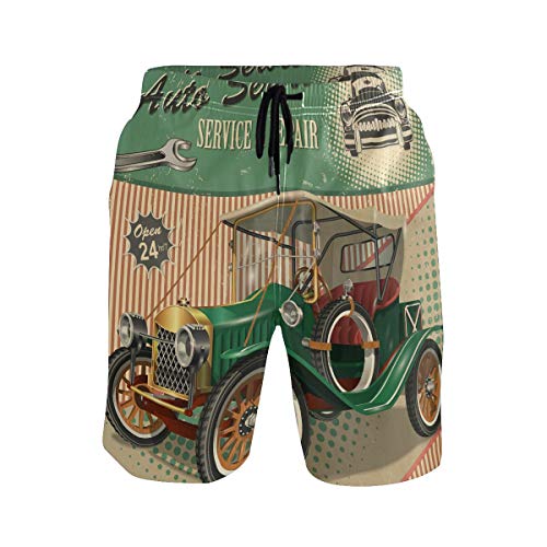 BONIPE - Bañador para hombre, estilo retro, con cordón y bolsillos Multicolor multicolor L