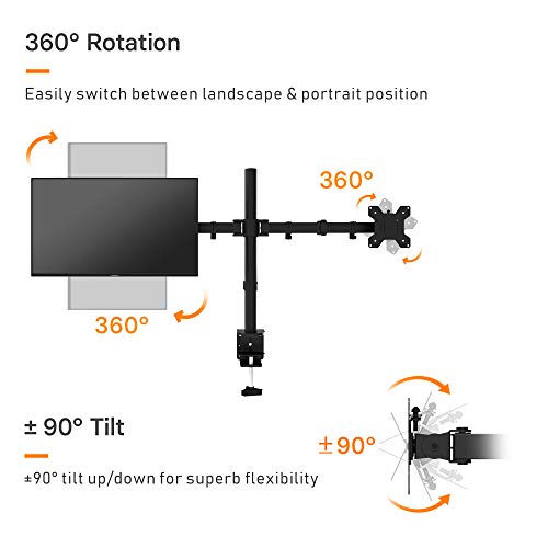 BONTEC Soporte Monitor para 2 Monitores 13-27 Pulgadas LED/LCD Soporte PC Soporte para Mesa, Peso Máximo 10KG de Cada Brazo, Giro de 360° y Rotación de 180°, Altura Ajustable, VESA 75x75/100x100 Negro