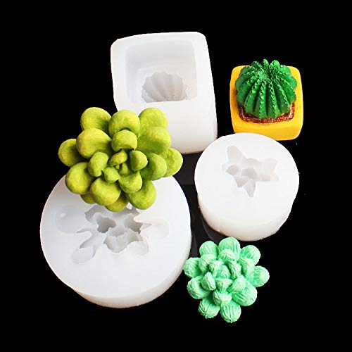 boogift 3 Piezas de Cactus 3D Silicona Forma Fondant Pastel Forma Varios Cactus Chocolate Jalea Dulces Hornear Formas para día de San Valentín Fiesta de cumpleaños Boda SPA Home Decoration