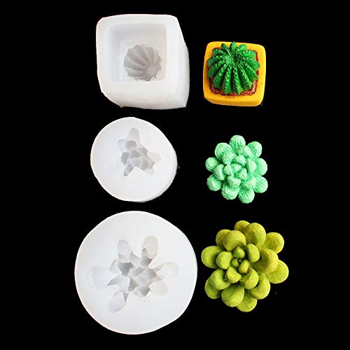 boogift 3 Piezas de Cactus 3D Silicona Forma Fondant Pastel Forma Varios Cactus Chocolate Jalea Dulces Hornear Formas para día de San Valentín Fiesta de cumpleaños Boda SPA Home Decoration