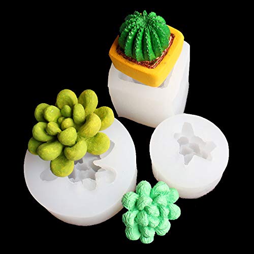 boogift 3 Piezas de Cactus 3D Silicona Forma Fondant Pastel Forma Varios Cactus Chocolate Jalea Dulces Hornear Formas para día de San Valentín Fiesta de cumpleaños Boda SPA Home Decoration