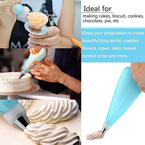 Boquillas para manga pastelera - WENTS 32pcs Decoración de Tartas Set Incluir 24 Boquillas, 2 Acopladores, 2 Bolso de pastelería y 3 Raspadores de Pastel