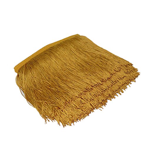 Borlas de poliéster de 25 colores, 15 cm de largo, con borde de encaje de 15 cm de largo, con flecos para bricolaje, vestidos latinos, accesorios de ropa. dorado