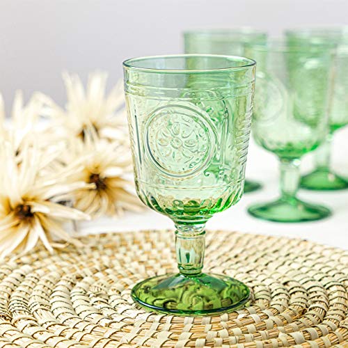 Bormioli Rocco Romantic - Juego de Copas para Vino - Diseño Italiano Tradicional - Verde - 320 ml - Pack de 6