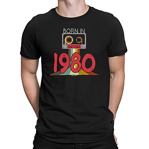 Born in 1980 - De los Hombres 38th CUMPLEAÑOS Cassette Tape Camiseta 80s Eighties Retro Mans