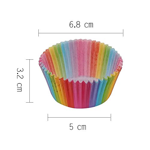 Bornfeel Papel para Magdalenas 600 Piezas Cápsulas de Repostería Arcoíris 3,2 x 5 x 6,8cm Antiadherentes Impermeable para Hornear Magdalenas Pastel Tarta