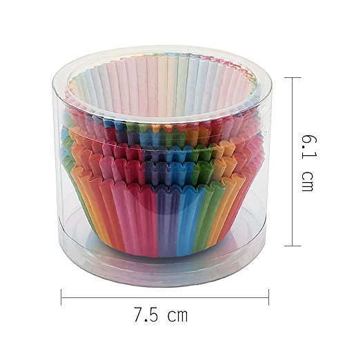Bornfeel Papel para Magdalenas 600 Piezas Cápsulas de Repostería Arcoíris 3,2 x 5 x 6,8cm Antiadherentes Impermeable para Hornear Magdalenas Pastel Tarta