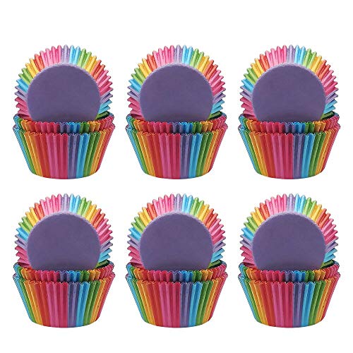 Bornfeel Papel para Magdalenas 600 Piezas Cápsulas de Repostería Arcoíris 3,2 x 5 x 6,8cm Antiadherentes Impermeable para Hornear Magdalenas Pastel Tarta