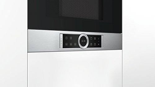 Bosch BEL634GS1 Serie 8 - Microondas integrable / encastre, 21 L, 900 W, color negro con acero inoxidable
