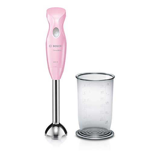Bosch MSM2410D - Batidora, 400 W, pie de acero inoxidable, vaso medidor y para mezclas Gentle Pink/Grau