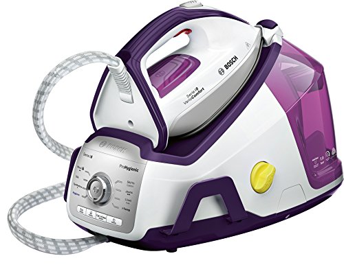 Bosch TDS8040 Serie 8 - Centro de planchado, 2.400 W, 7 bares, con 500 g de supervapor, función iTemp y funcion ECO, color violeta y blanco