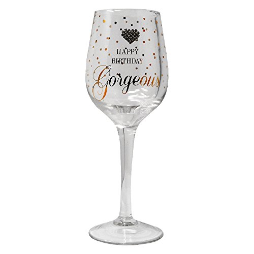 Bossom PALS "feliz cumpleaños Gorgeous. 'copa de vino con oro lunares amor corazón arte en caja de presentación