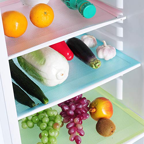BOSSTER Alfombrillas Nevera 5 Piezas Alfombrillas de Refrigerador Antideslizante Antimoho Multicolor Cortable Alfombrilla de Armario de Cocina para los Cajones de la Cocina 45 * 29cm