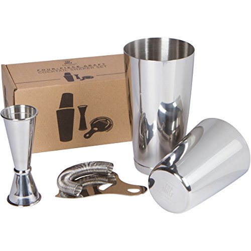 Boston Shaker Set: profesional de acero inoxidable de dos piezas Set de coctelera con colador Hawthorne y japonés vaso medidor para cócteles