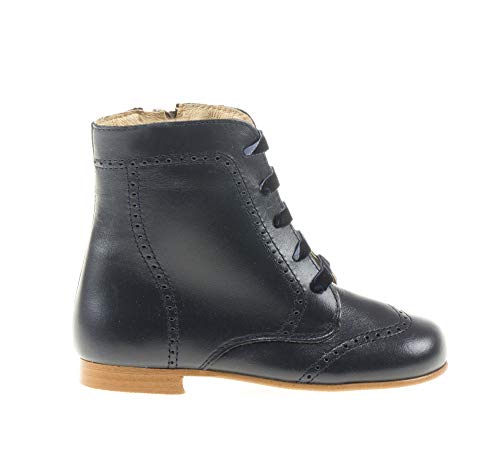 Botas de niña Pascualas. Botines de Piel Fabricadas en España. Disponible Desde la Talla 20 hasta la Talla 34 - Mi Pequeña Modelo 600I Color Azul Marino.