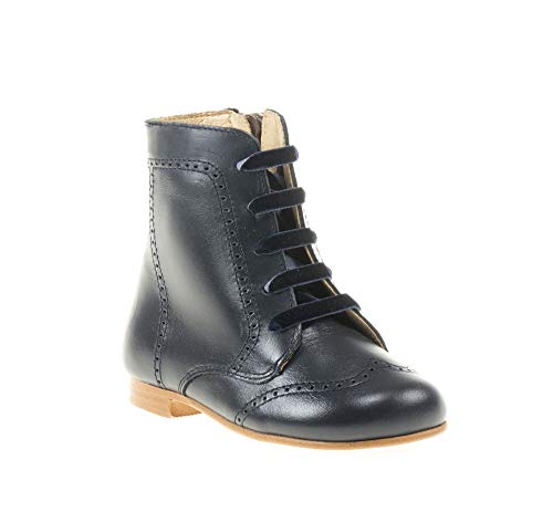 Botas de niña Pascualas. Botines de Piel Fabricadas en España. Disponible Desde la Talla 20 hasta la Talla 34 - Mi Pequeña Modelo 600I Color Azul Marino.