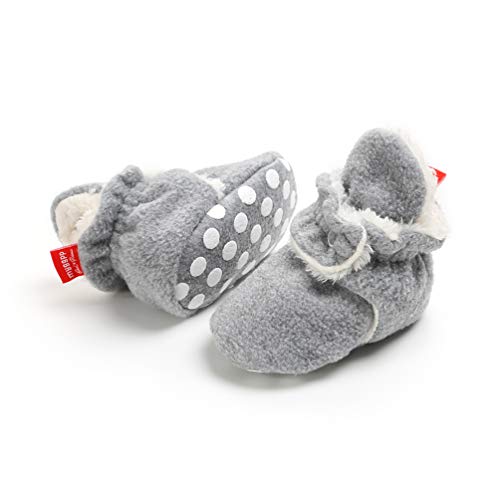 Botas de Niño Calcetín Invierno Soft Sole Crib Raya de Caliente Boots de Algodón para Bebés (6-12 Meses, Gris)