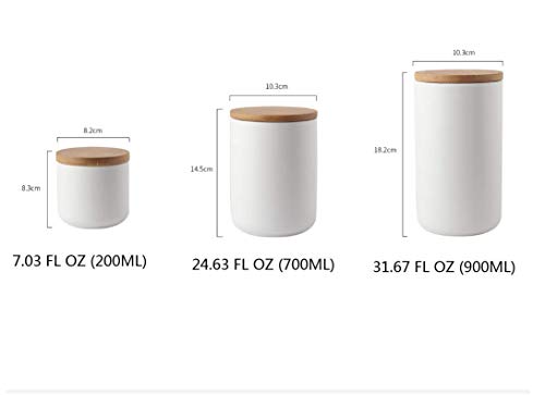 Bote de almacenamiento de alimentos con tapa de bambú hermética, recipiente de almacenamiento de alimentos de cerámica para café, azúcar, té, especias, etc. de Kiss Me, white 9.15oz/260ml
