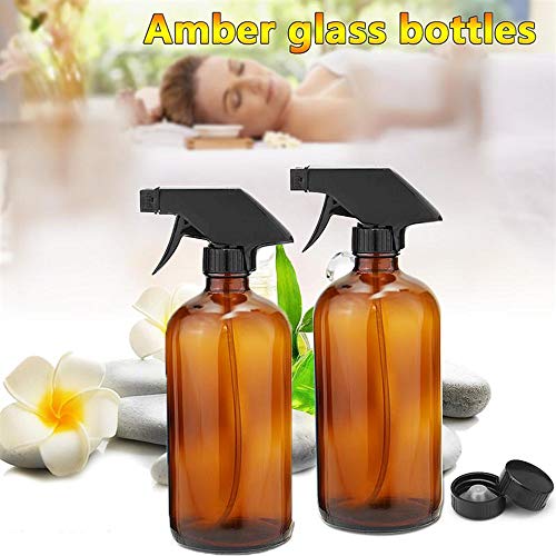 Botella Almacenamiento Botellas de Rociar Vaporizador Botella Ámbar con Gatillo Frasco de Vidrio para Aceites Esenciales Belleza Orgánica Baño Cocina Productos de Limpieza (2 Piezas 240ML) Viajar