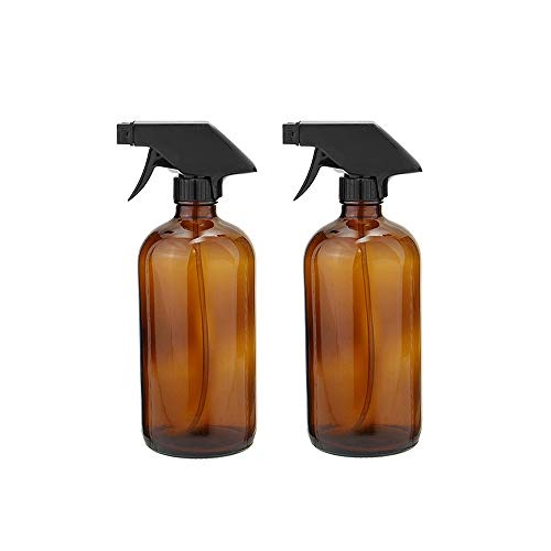 Botella Almacenamiento Botellas de Rociar Vaporizador Botella Ámbar con Gatillo Frasco de Vidrio para Aceites Esenciales Belleza Orgánica Baño Cocina Productos de Limpieza (2 Piezas 240ML) Viajar