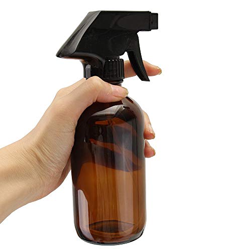 Botella Almacenamiento Botellas de Rociar Vaporizador Botella Ámbar con Gatillo Frasco de Vidrio para Aceites Esenciales Belleza Orgánica Baño Cocina Productos de Limpieza (2 Piezas 240ML) Viajar