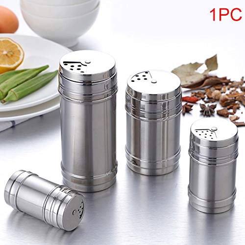 Botella de acero inoxidable para especias y pimientas, con tapa ajustable para salero, azúcar, especias, pimienta, para condimentos de condimento, con cubierta giratoria, As Picture Show, Small