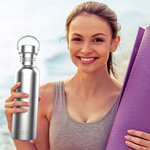 Botella de agua, 500 ML / 750 ML / 1000 ML Botella de agua de Acero Inoxidable Botella de agua Reutilizable Libre de BPA Gimnasio Deportivo,Yoga,Ciclismo,Corriendo(500ML)