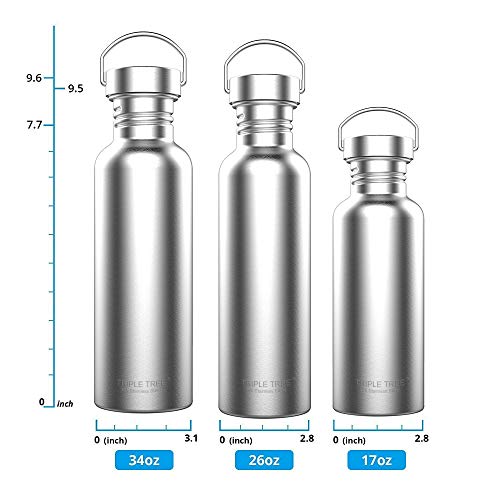 Botella de agua, 500 ML / 750 ML / 1000 ML Botella de agua de Acero Inoxidable Botella de agua Reutilizable Libre de BPA Gimnasio Deportivo,Yoga,Ciclismo,Corriendo(500ML)