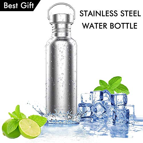 Botella de agua, 500 ML / 750 ML / 1000 ML Botella de agua de Acero Inoxidable Botella de agua Reutilizable Libre de BPA Gimnasio Deportivo,Yoga,Ciclismo,Corriendo(500ML)