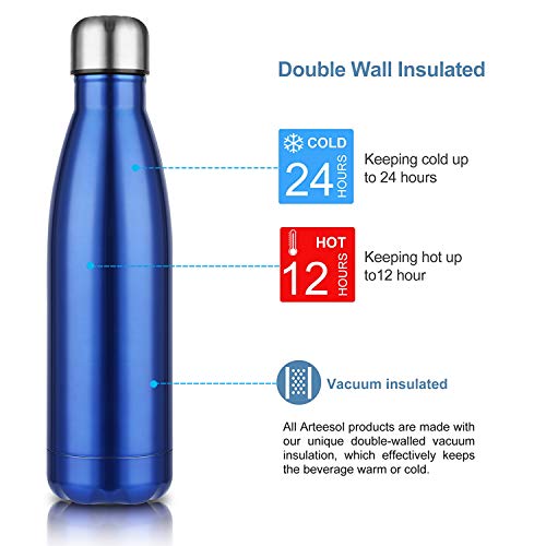 Botella de Agua de Acero Inoxidable,Botella Termica-500/750ml,Botella de Agua Deportiva,Aislada al Vacío de Conserva Frío Doble Pared,para Senderismo, Escuela, Deportes, Gimnasio,Correr, Ciclismo