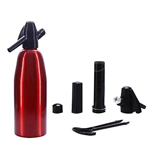 Botella De Sifón De Soda De 1L, Sifón De Soda Seltz Bartender Cóctel De Acero Inoxidable, Fabricación De Agua con Chispas De Soda Carbonatada para Cócteles De Bebidas (Rojo)