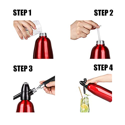 Botella De Sifón De Soda De 1L, Sifón De Soda Seltz Bartender Cóctel De Acero Inoxidable, Fabricación De Agua con Chispas De Soda Carbonatada para Cócteles De Bebidas (Rojo)