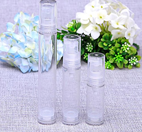 Botella hermética con dosificador a presión para loción, al vacío, recargable, botella para viaje, contenedor para artículos de tocador, de 5, 10 y 50 ml, 6 unidades, 10ml, 1