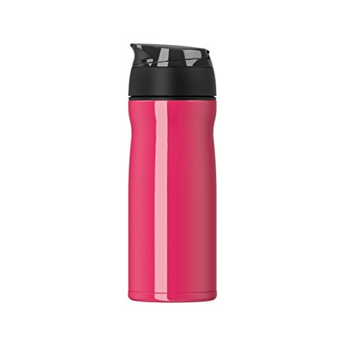 Botella isotérmica de doble pared de acero inoxidable – Botella isotérmica con infusor y compartimento con tapa – 400 ml; rosa