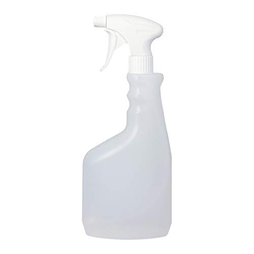Botella pulverizador vaporizador de plástico. 750 ml. Rellenable para jardín, limpieza, industria, hogar y profesional. Resistente productos químicos. (5 unidades + Manopla Microfibras).