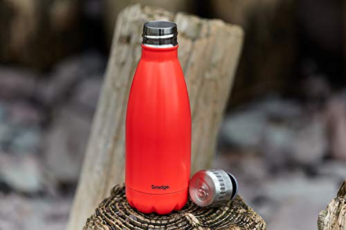 Botella Smidge, doble pared de acero inoxidable frasco al vacío y botella de agua reutilizable, 750 ml aislada 12 horas caliente y 24 horas de frío, libre de BPA, a prueba de fugas, sin sabor metálico