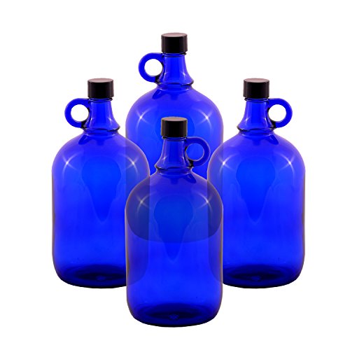 Botellas abombadas de cristal, tipo garrafa, azul, de 2 o de 5 litros (4 x 2 litros)