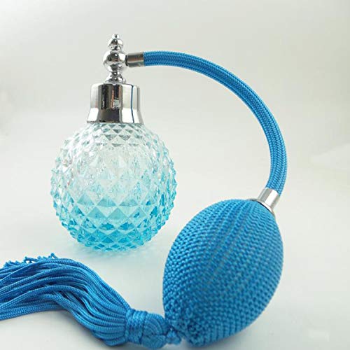 Botellas de perfume con vaporizador Accesorios Decorativos cristal Vintage Estilo Vidrio con Tubos Atomizador Aerosol Vintage atomizador recargable azul Spray Botella Pulverizador 100 ml