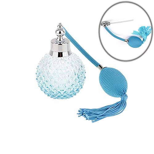 Botellas de perfume con vaporizador Accesorios Decorativos cristal Vintage Estilo Vidrio con Tubos Atomizador Aerosol Vintage atomizador recargable azul Spray Botella Pulverizador 100 ml