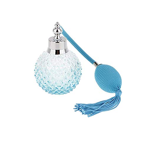 Botellas de perfume con vaporizador Accesorios Decorativos cristal Vintage Estilo Vidrio con Tubos Atomizador Aerosol Vintage atomizador recargable azul Spray Botella Pulverizador 100 ml