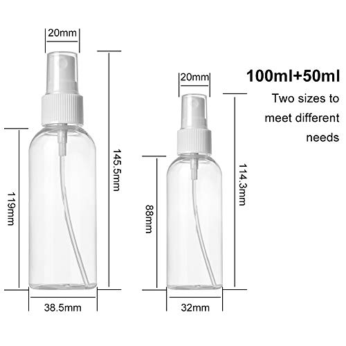 Botellas de Spray, Transparente Botella de Spray, Spray Pulverizador Atomizador Spray Transparente, Niebla Fina Atomizador de Viaje Conjunto de Botellas(Juego de 6)