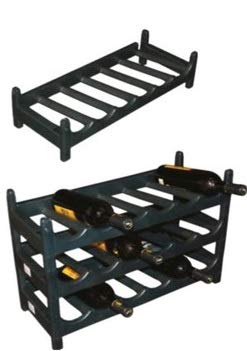 Botellero Negro Apilable de Plástico para Vinos, Mostos, Bebidas y Licores (60 cm x 25 cm x 13,5 cm) - 1 pieza - Capacidad 6 Botellas