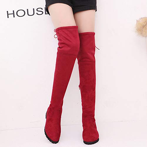 Botines Mujer Otoño Invierno 2018 Botas Planas para Mujer con Hebillas para Mujer Delgadas sobre la Rodilla Adornos Planos Zapatos de Vestir Señoras niña