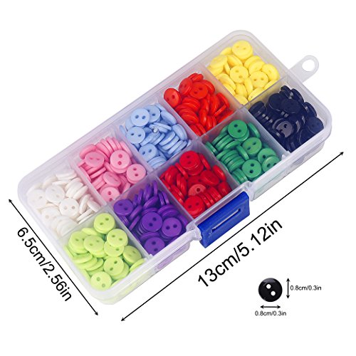 Botones Costura de 10 Colores Botones Redondo de Resina con Caja de Plástico para manualidades de DIY Coser Artesanía 9mm 750 unidades