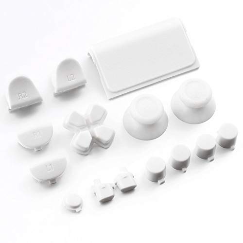 Botones de Repuesto Kit de Molde Personalizado para PS4 para Playstation 4 Controlador de Color sólido Gamepads de plástico Piezas de Repuesto - Blanco - Blanco