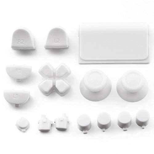 Botones de Repuesto Kit de Molde Personalizado para PS4 para Playstation 4 Controlador de Color sólido Gamepads de plástico Piezas de Repuesto - Blanco - Blanco